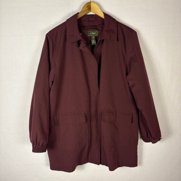 L.L. Bean Burgundy Red Chore Coat with Removable Wool Plaid Lining - Picture 1 of 8